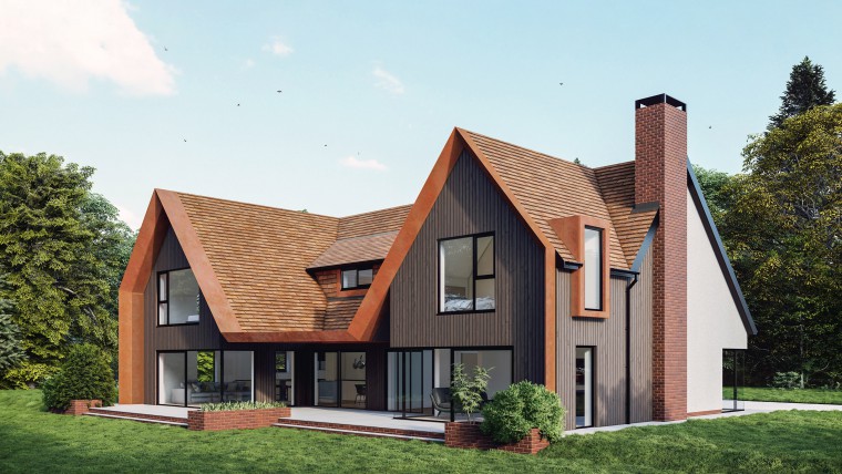 1.HERO Pudding epping essex New Build Contemporary Home Contemporary 4 Bedroom New Build house with Detached Garage front side view