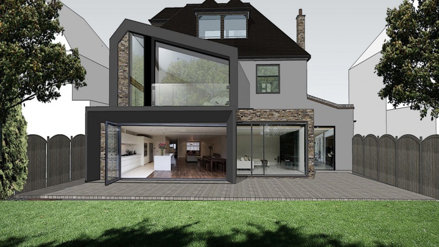 Brookside Emerson Park residential extension hornchurch brick facade planning approval Cgi rear