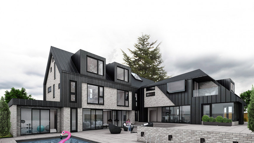 Southborough Chelmsford Residential New Build swimming pool rear cgi