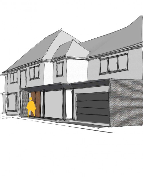 Ayeloffs Walk Emerson Park Residential New Build Contemporary Extension and Refurbishment Front Build Garage Sketch