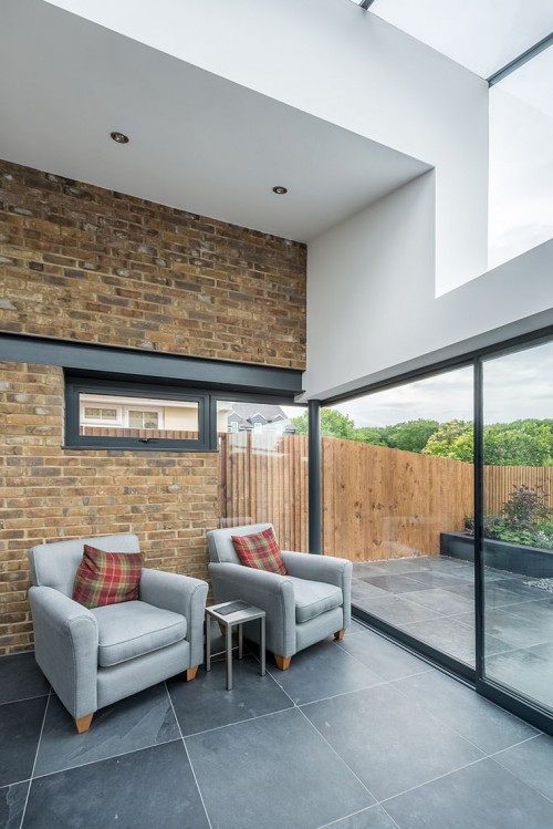 Mill Lane Stock Contemporary Extension Family room frameless glass single entrance sidling door