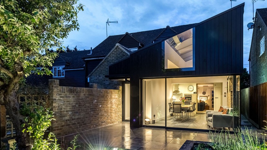 Mill Lane Stock Contemporary Extension open plan living Kitchen diner Garden Lansdscape