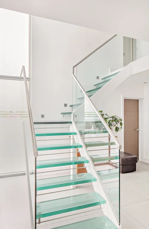 Bowhay Hutton Mount Shenfield Contemporary Extensions and Refurbishment Glass tread staircase