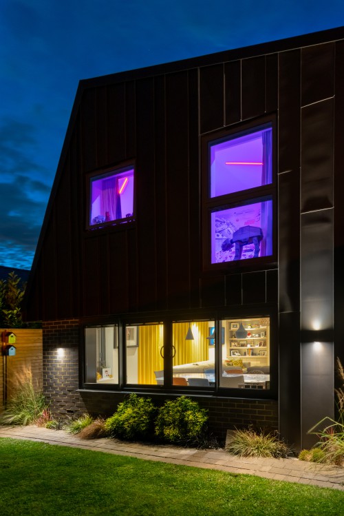 drake close warley essex extension cladding zinc night lights full shot