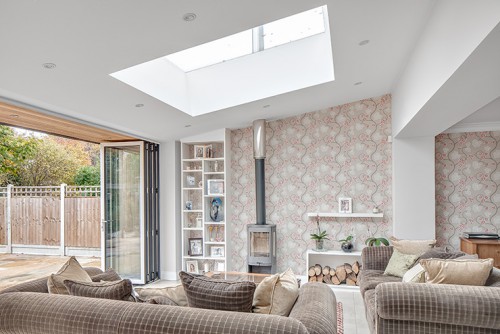 Priest C Shenfield Contemporary Extension bifold doors open plan family area fireplace