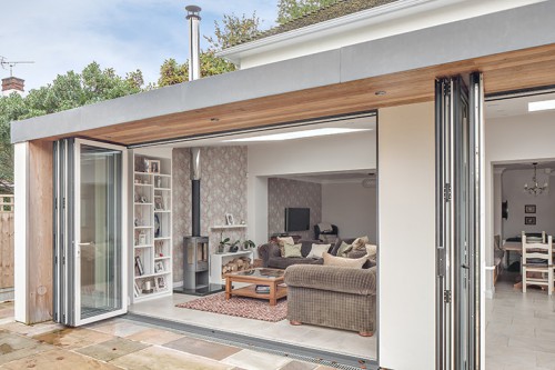 Priest C Shenfield Contemporary Extension bifold doors open plan family area kitchen diner