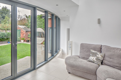 York Curve Shenfield Essex Contemporary Link Extension Family Room Natural light