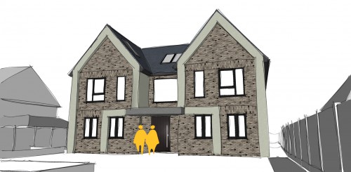 Cedarwood New Build Hutton Mount Essex Contemporary Home Front View Sketch