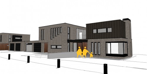 Oaks Pines New Build Contemporary Houses Great Warley double garage front corner sketch