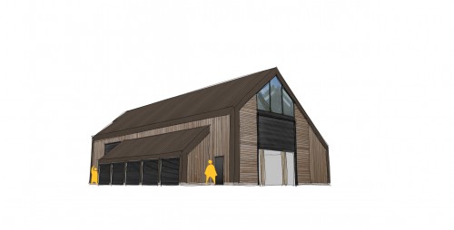 New Build Contemporary Agricultural Barn oak framed barn Great Warley essex side view