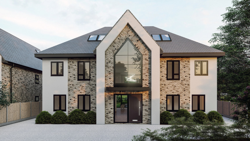 Riponhurst New Build Contemporary Home hutton mount render framed glazed gable inset contemporary brickwork fenestration Six bedroom house swimming pool