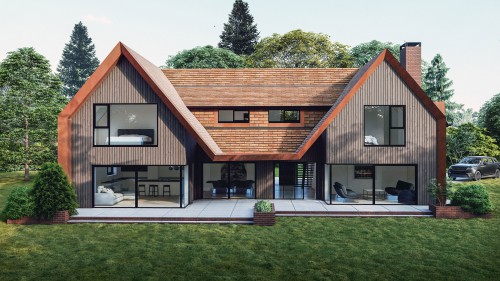 Pudding epping essex New Build Contemporary Home Contemporary 4 Bedroom New Build house with Detached Garage front rear view