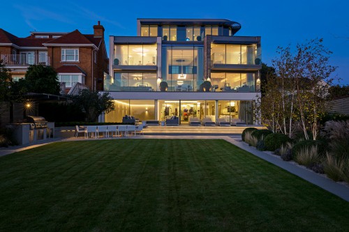 Beach House Southend Contemporary Home Back Garden Landscape Night View