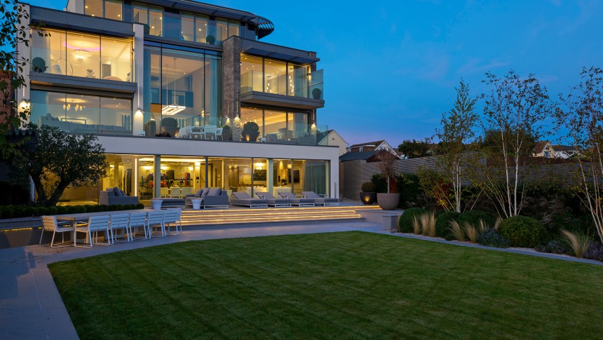 Beach House Southend Contemporary Home New Build Garden Landscape Night View