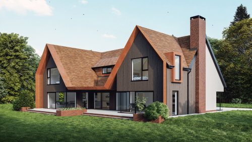 HERO Pudding epping essex New Build Contemporary Home Contemporary 4 Bedroom New Build house with Detached Garage front side view